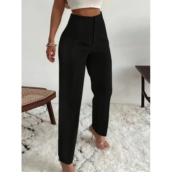 Kadın Yüksek Bel önden Fermuarlı Ithal Krep Pantolon