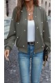 Kadın Uzun Kollu önden Fermuarlı Incili Kısa Modal Ceket
