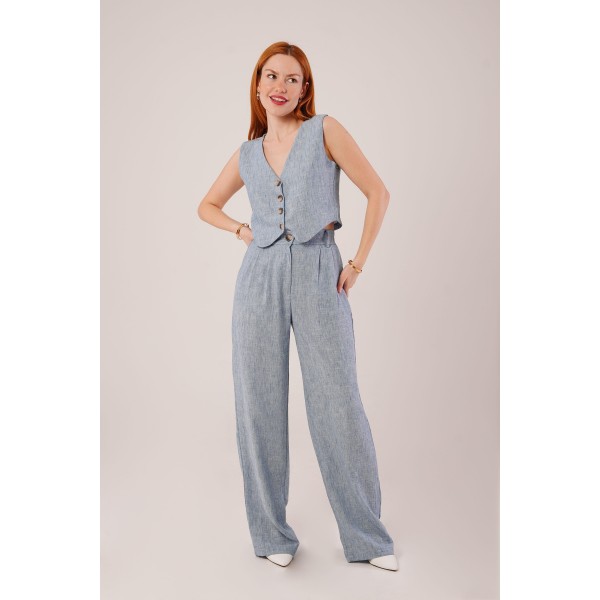 Kırçıllı Desen Mavi Takım