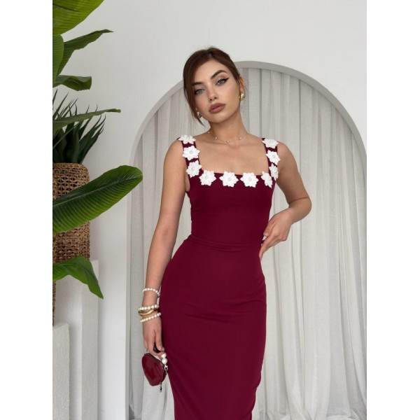 Mıng Çiçek Detaylı Elbise