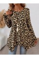 Kadın Uzun Kollu Bisiklet Yaka Leopar Desenli Süprem Bluz
