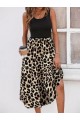 Kadın Askılı Yuvarlak Yaka üst Viskon Alt Leopar Desenli Süprem Uzun Elbise