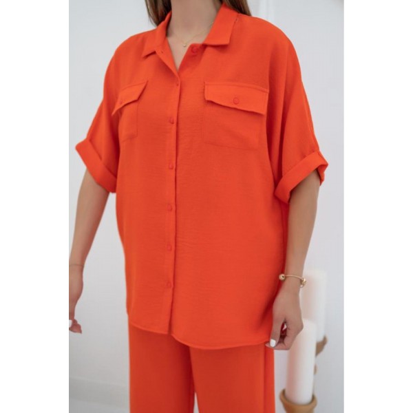 Oranj Gömlek Ve Pantolon Takım