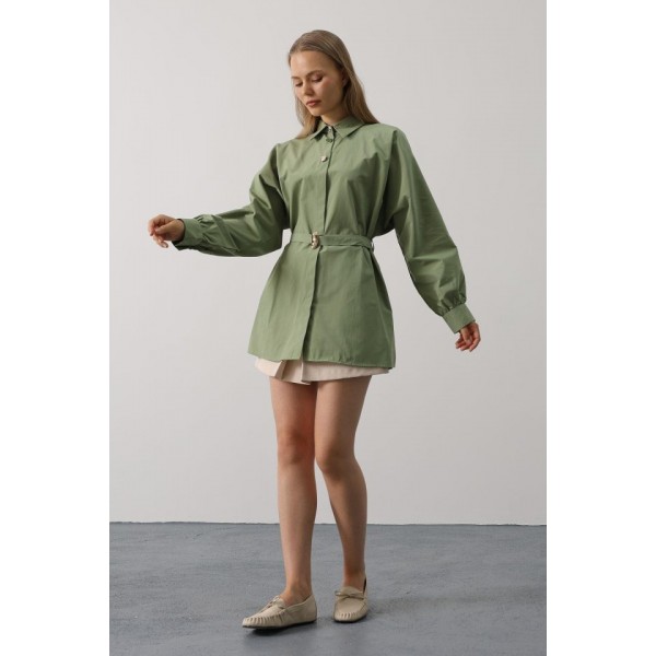 Kuşak Detaylı Tunik Gömlek - Haki