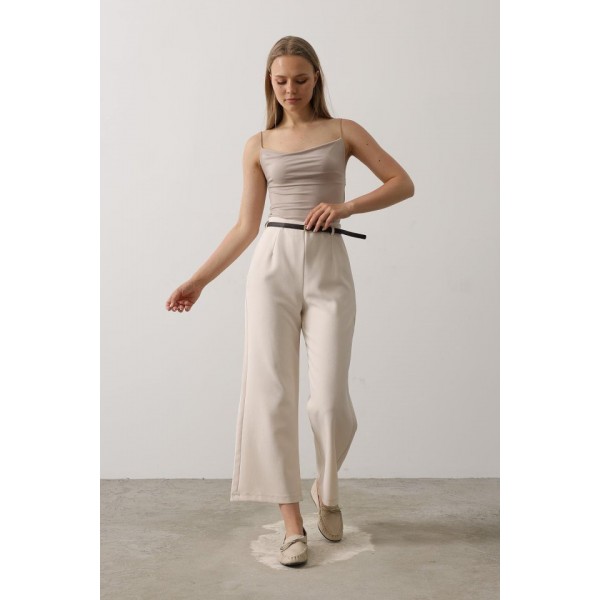 Kemer Pens Detaylı Pantolon - Bej