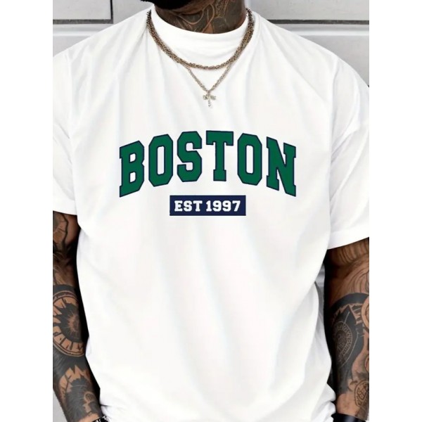 Erkek Boston Baskılı Süprem T-shirt
