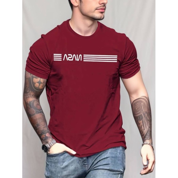 Erkek Kısa Kollu Nasa Baskı Basic Erkek T-shirt