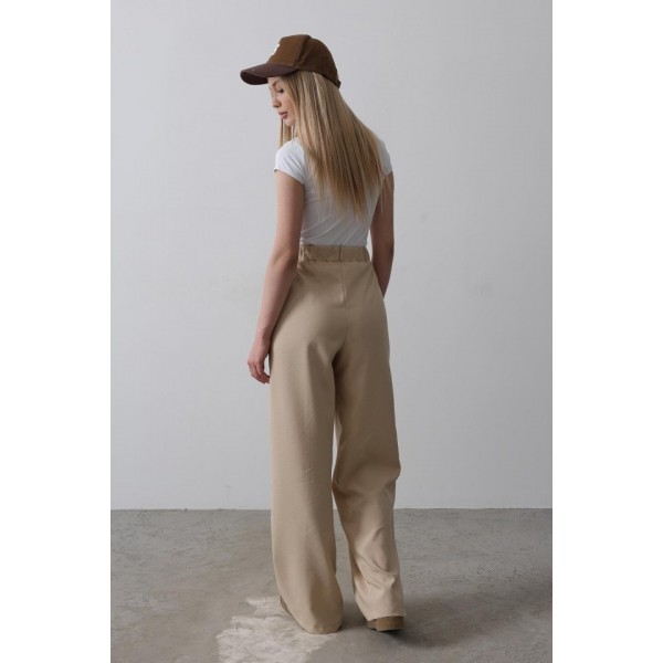 Beli Yarım Lastikli Palazzo Pantolon - Camel
