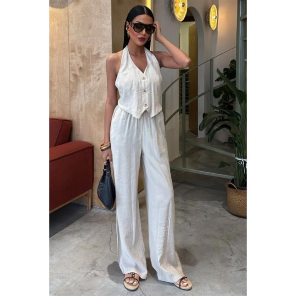 Halter Yaka Yelekli Modal Takım 10144