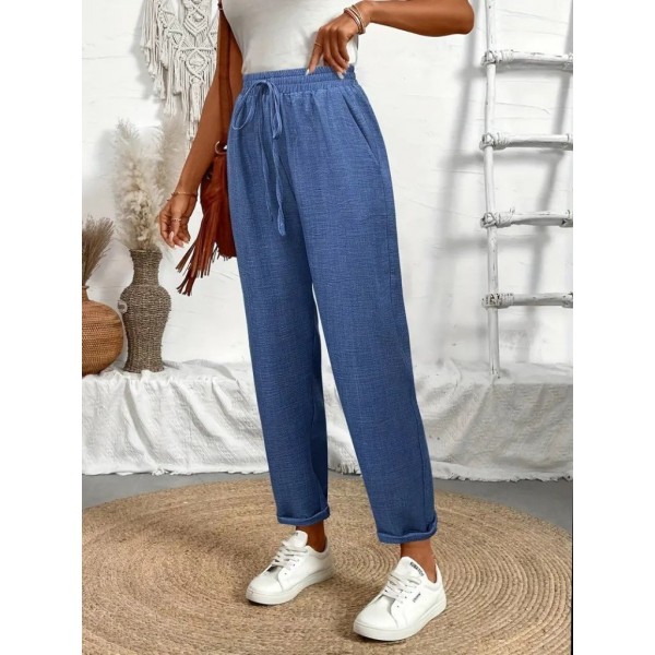 Kadın Yüksek Bel Lastikli Belde Bağcık Detaylı Aerobin Pantolon