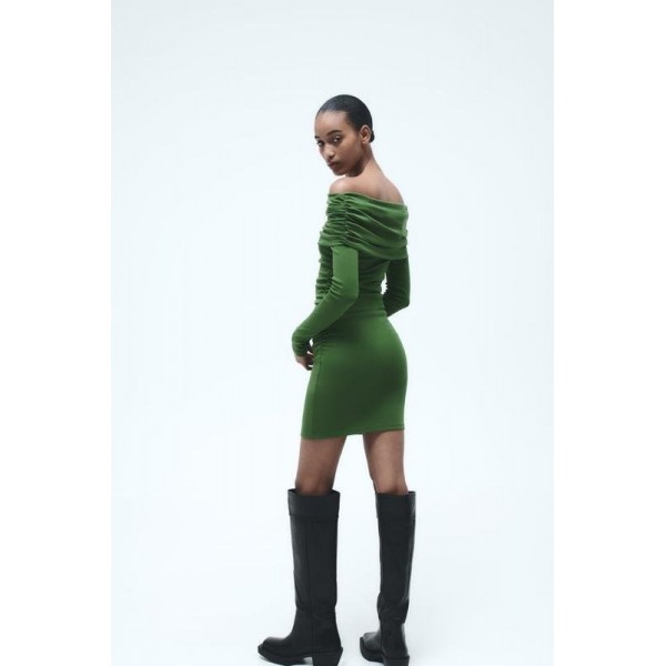 Kadın Madonna Mendil Yaka Fırsat ürün Büzgülü Mini Elbise