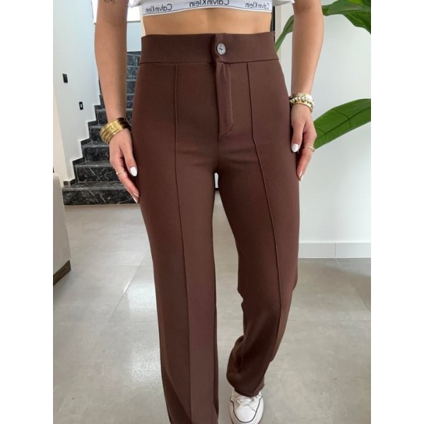 Kadın Yüksek Bel Full Likralı Krep Kumaş Pantolon