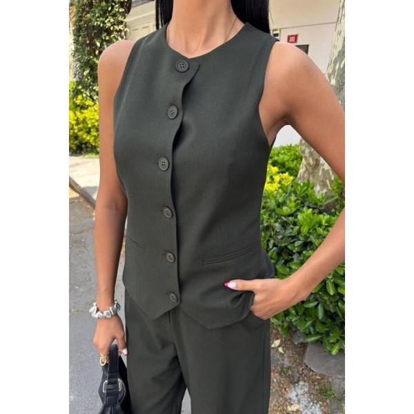 Midi Şortlu Ve Yelekli Viscon Takım 10167