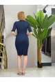 Kadın Kısa Kollu Yakalı Kruvaze Yakalı Beli Kemerli Midi Modal Elbise