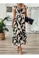 Kadın Kısa Kelebek Kollu Kruvaze Yaka Desenli Süprem Elbise