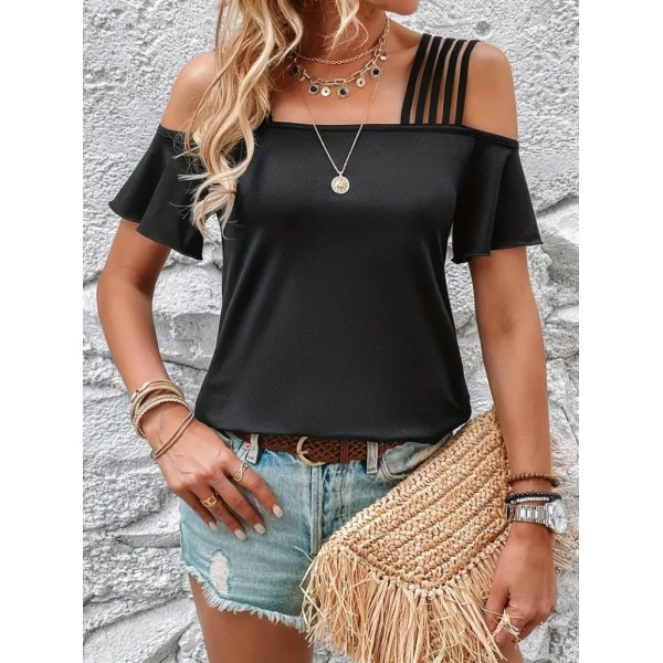 Kadın Kısa Kollu Beş Askılı Viskon Bluz