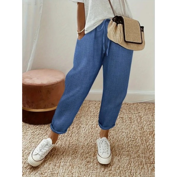 Kadın Yüksek Bel Lastikli Belde Bağcık Detaylı Aerobin Pantolon