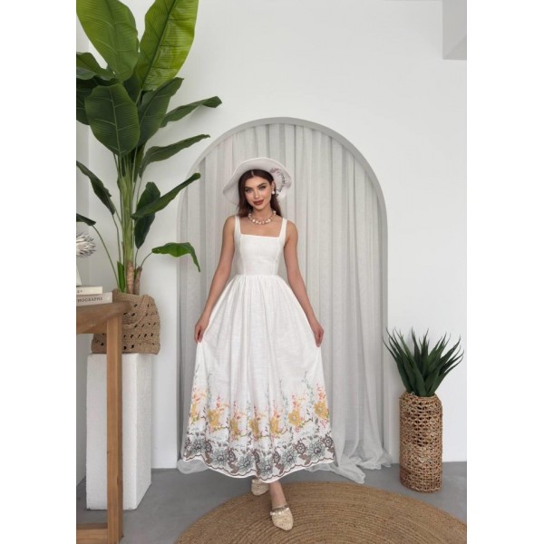 Mazi Çiçek Desenli Elbise