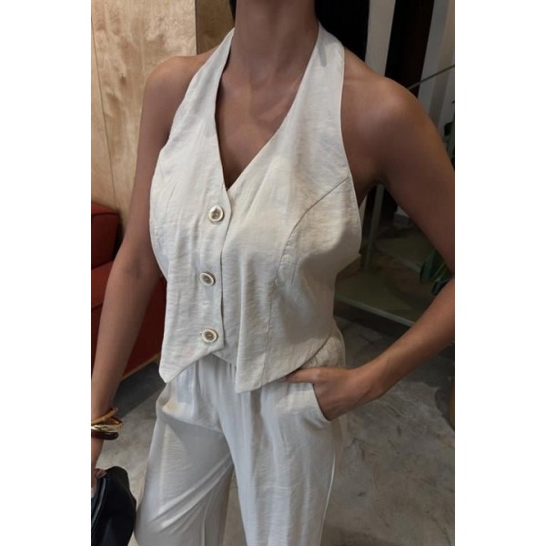 Halter Yaka Yelekli Modal Takım 10144