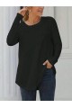 Kadın Uzun Kollu Yuvarlak Yaka Salaş Iki Iplik Bluz