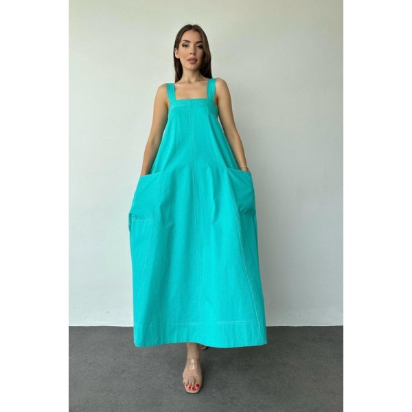 Mint Askılı Cepli Elbise