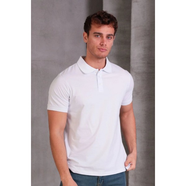 Erkek Slim Fit Pamuklu Yumuşak Doku Nefes Alan Kumaş Yakalı Tişört