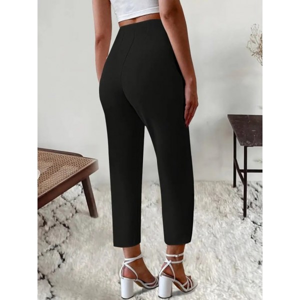 Kadın Yüksek Bel önden Fermuarlı Ithal Krep Pantolon