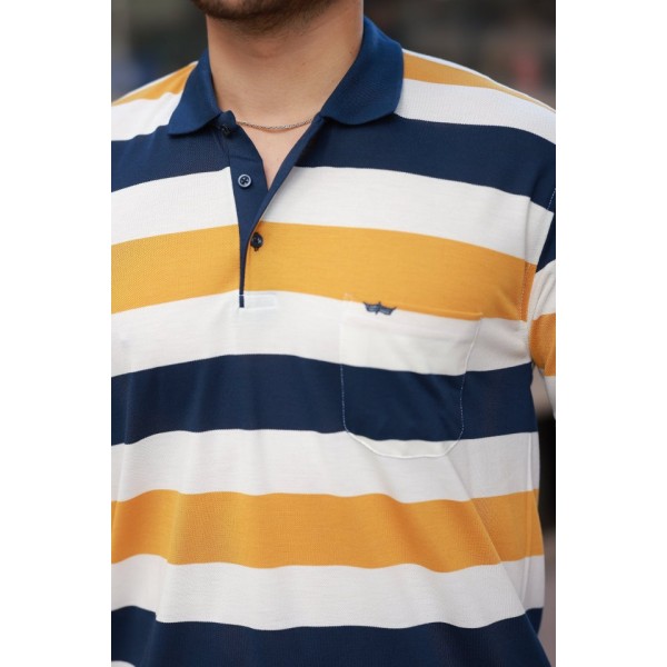 Erkek Yakalı çok Renkli Kısa Kollu T-shirt