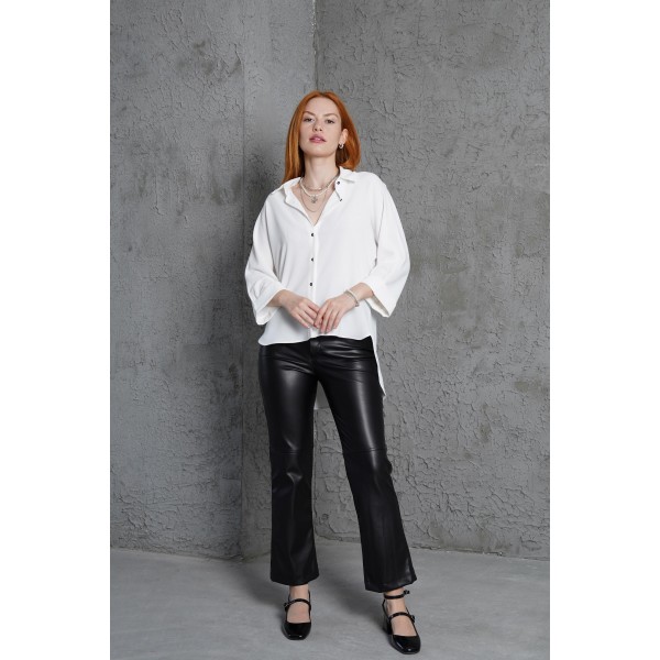 Kol Katlama Detaylı Beyaz Gömlek