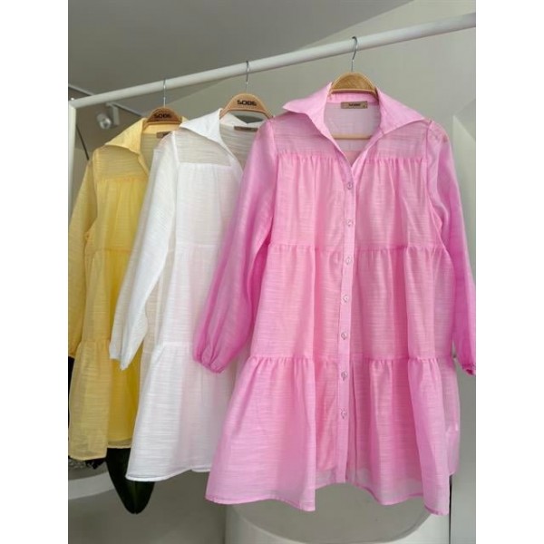 Gömlek Yaka Pileli Elbise 2898