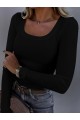 Kadın Uzun Kollu Derin Yuvarlak Yaka Kaşkorse Bluz
