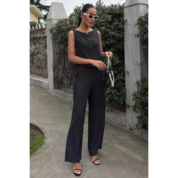 Sıfır Kollu Bluz Batik Desenli Pantolon İkili Takım 10181-08