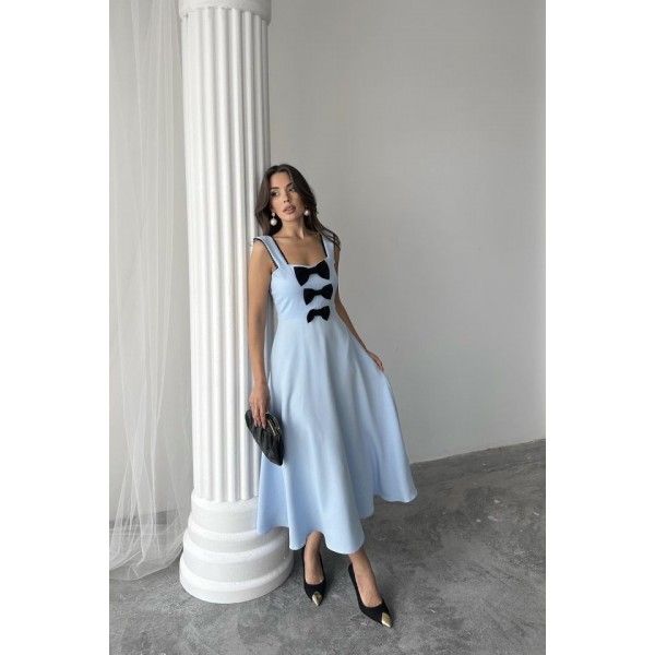 Bebe Mavi Fiyonk Garnili Dantelli Elbise