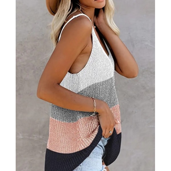 Kadın Askılı Yuvarlak Yaka Salaş Triko Bluz