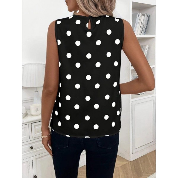 Kadın Askılı Yakası Büzgülü Puantiyeli Atlas Bluz