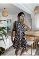 Kadın Kolsuz Sırttan Bağlamalı Fırfırlı Leopar Desenli Süprem Elbise