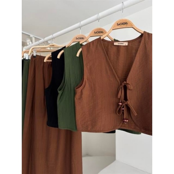 Yelek Önden Bağlamalı Uzun Etekli Takım 10192