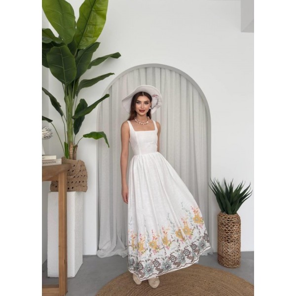 Mazi Çiçek Desenli Elbise