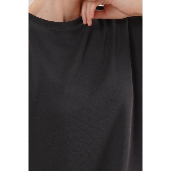 Modal Kısa Kollu Üst Ve Geniş Paça Eşofman İkili Siyah Takım