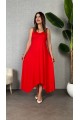 Kadın Omuz Askılı Toka Detay Maxi Boy Elbise