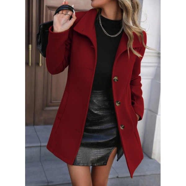 Kadın Uzun Kollu Yakalı önden Düğmeli Astarsız Ithal Kaşe Kaban