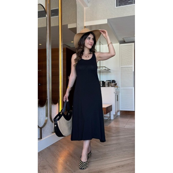 Kadın Askılı Yuvarlak Yakalı Viskon Elbise