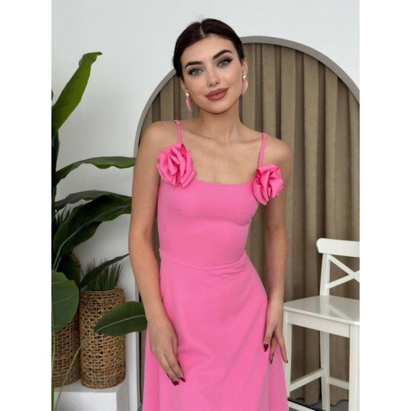 Matilda Gül İp Askılı Elbise