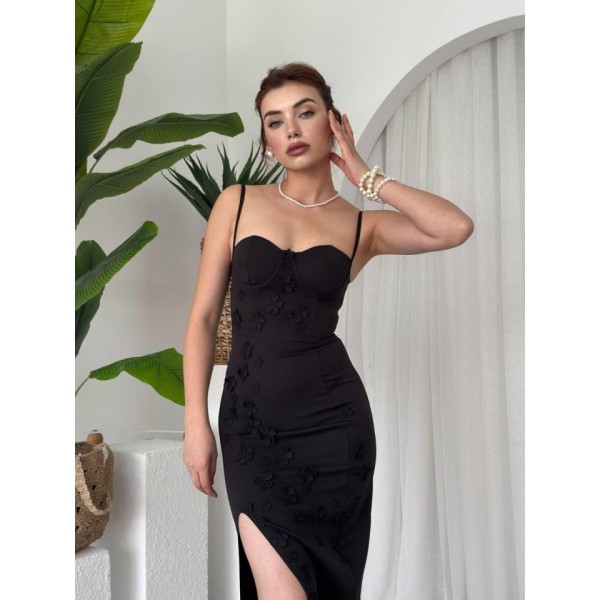 Stor Gül Detaylı Elbise