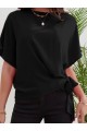 Kadın Kısa Kollu Bisiklet Yaka Yandan Bağlamalı Aerobin Bluz
