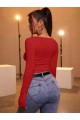 Kadın Kırmızı Kaşkorse Kumaş Bluz
