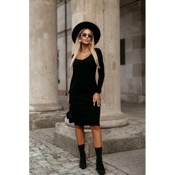 Kadın Uzun Kollu V Yakalı Kısa Kaşkorse Elbise