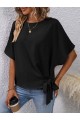 Kadın Kısa Kollu Bisiklet Yaka Yandan Bağcıklı Aerobin Bluz