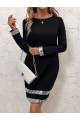 Kadın Uzun Kollu Bisiklet Yaka Mini Ithal Krep Elbise