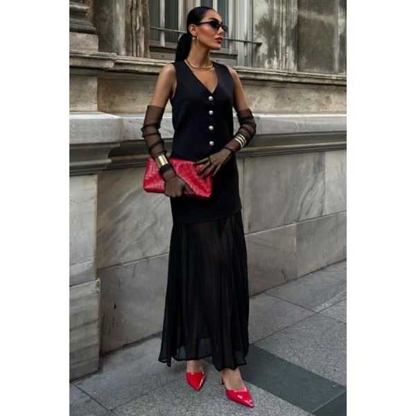 Yelek Ve Pilise Etekli Premium Takım 10096